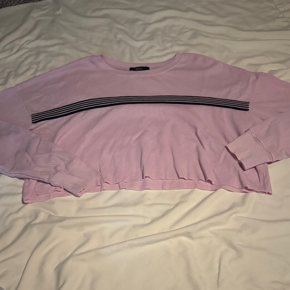Forever 21 Pink Crop Top with Black Stripe